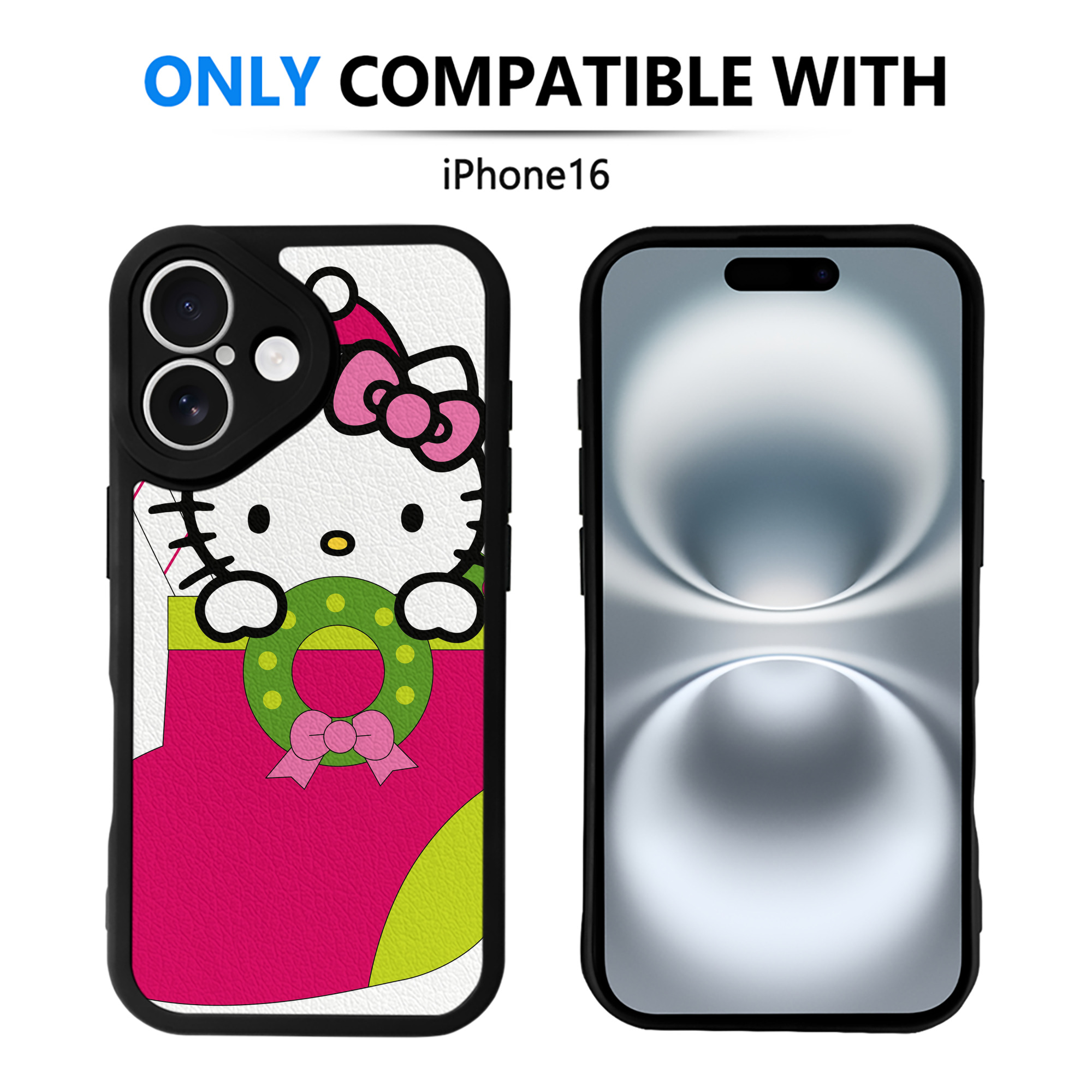 （画像用） Hello Kitty ハローキティ 【iPhone 16シリーズ対応】シリコンスマホケース（レザー調） 材質：シリコン